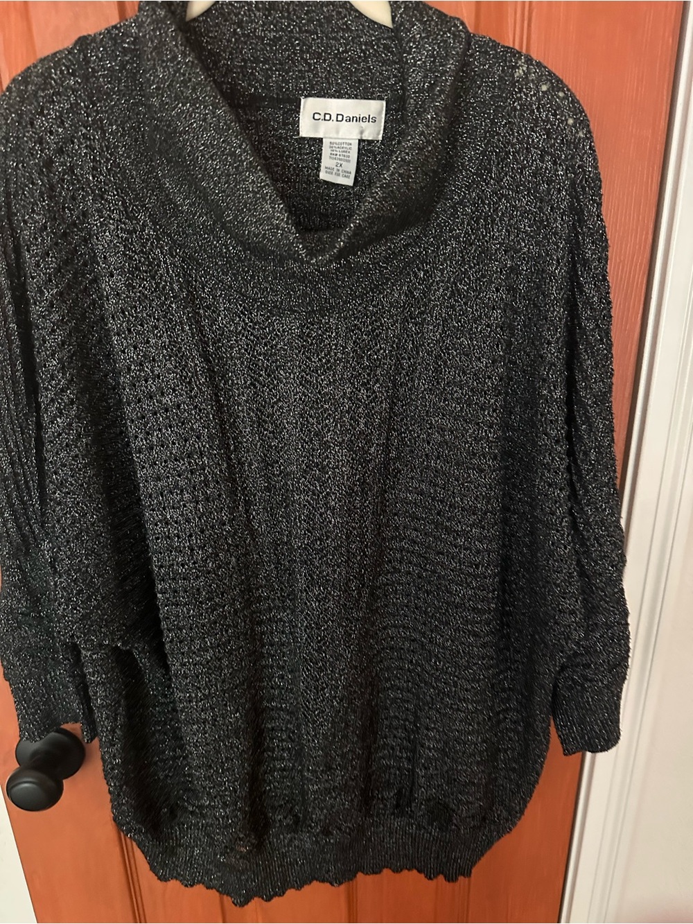 Metallic Charcoal Cowl Neck Sweater